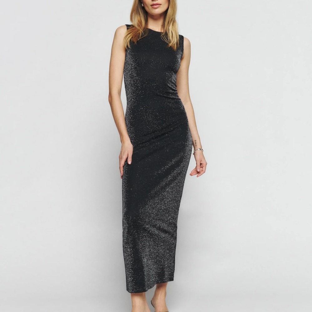 Reformation Maevry Knit Dress - Black Sparkle